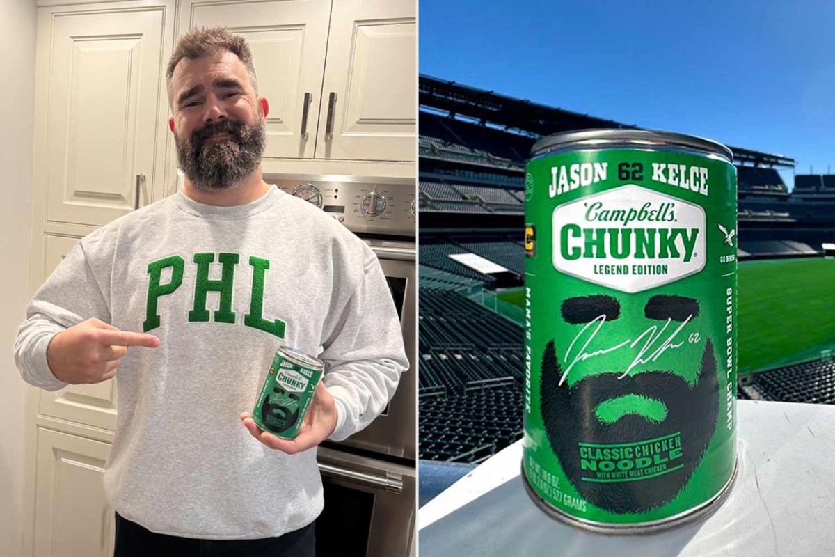 "Jason Kelce's Image Graces Limited-Edition Campbell's Chunky Soup Can After NFL Retirement"